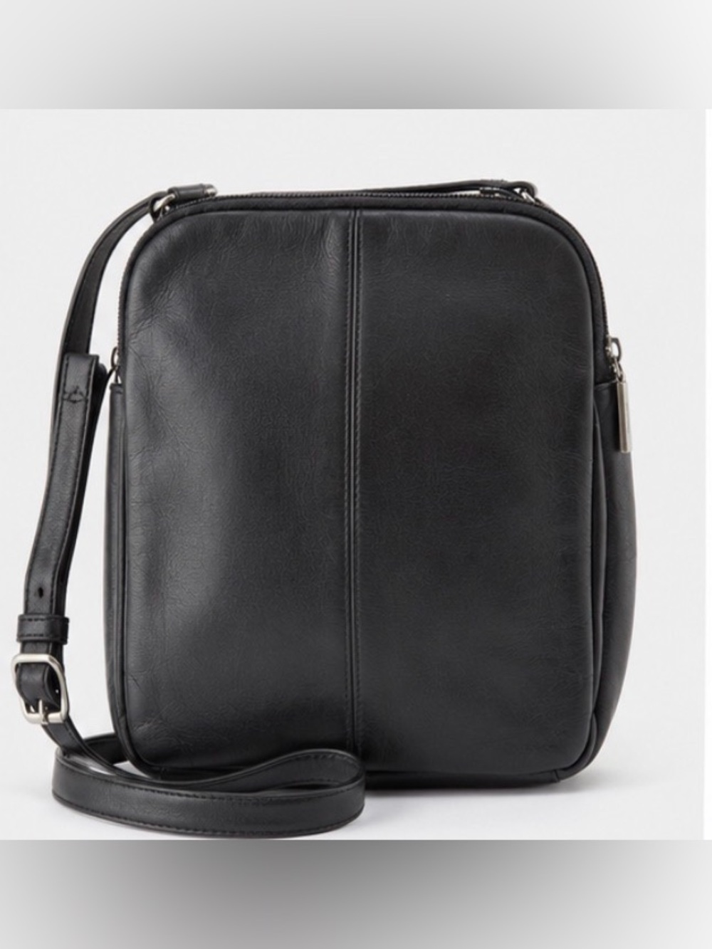 HOBO Black Leather Messenger Crossbody Bag organizer
